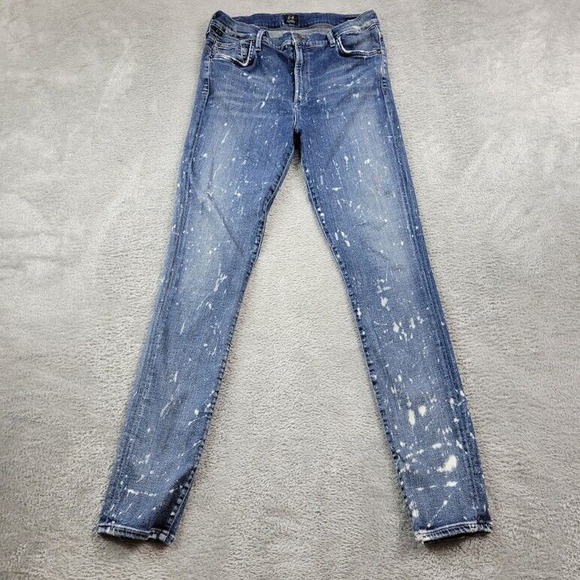 Citizens of Humanity Rocket High‎ Rise Skinny Jeans Womens 26X29 Blue Splatter - Picture 1 of 15